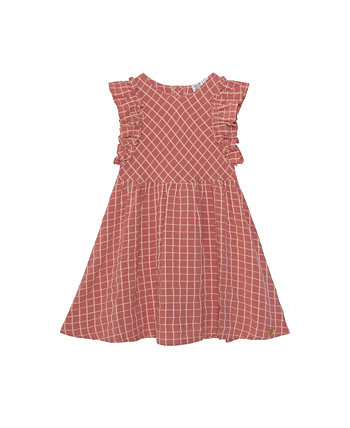 Платье в клетку для девочек с рюшами на рукавах Cinnamon Pink - Ребенок Deux par Deux