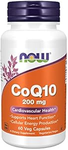 NOW Foods Supplements, CoQ10 (Coenzyme Q10) 200 mg, Cardiovascular Health*, 60 Veg Capsules (Вегетарианские капсулы) NOW Foods