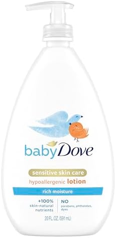 Baby Dove Sensitive Skin Care Body Lotion For Delicate Baby Skin Rich Moisture With 24-Hour Moisturizer, 20 fl oz (Package May Vary) (Pack of 2) Baby Dove