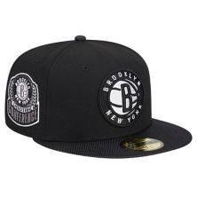 Мужская черная кепка New Era Brooklyn Nets Active из атласного козырька 59FIFTY с приталенным кепкой New Era