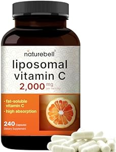 NatureBell Liposomal Vitamin C 2,000mg Per Serving, 240 Capsules | High Absorption Fat-Soluble Vitamins – Immune Support – Collagen Booster – Antioxidant Supplement – Non-GMO NatureBell