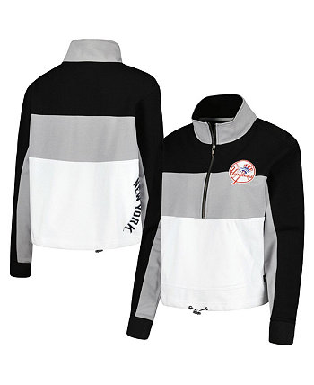 Женская черная, белая куртка New York Yankees с цветными блоками и молнией 1/4 The Wild Collective