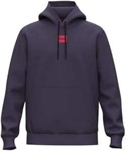 HUGO Men's Square Woven Logo Hooded Sweatshirt Hugo