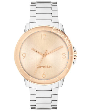 Женские яркие двухцветные часы-браслет из нержавеющей стали, 36 мм Calvin Klein