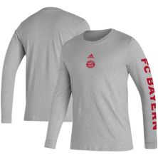 Men's adidas Heather Gray Bayern Munich Team Crest Long Sleeve T-Shirt Adidas