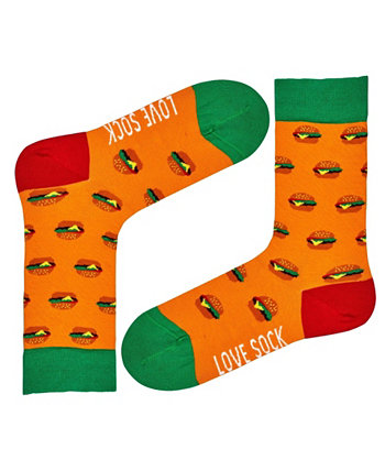 Яркие забавные носки для экипажа из органического хлопка Burger Novelty из органического хлопка Love Sock Company