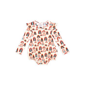 Baby Girl's Skyla Print Ruffle Trim Bodysuit Posh Peanut