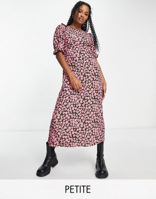 Nobody's Child Petite Felicia puff sleeve midi dress in pink ditsy floral Nobody’s Child Petite