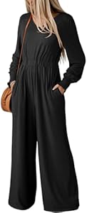 Dokotoo Long Sleeve Jumpsuit V Neck Elegant for Womens Dressy Casual 2024 One Piece Romper Outfits Dokotoo