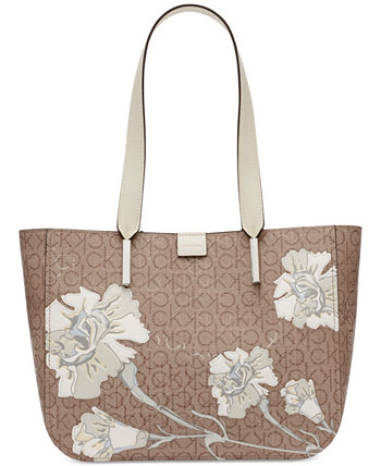 Фирменная сумка-тоут с цветочным принтом Audrey Calvin Klein