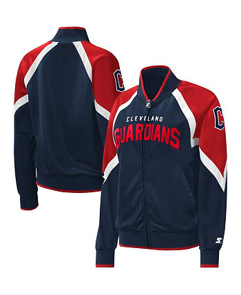 Женская темно-синяя спортивная куртка Cleveland Guardians Touchdown с регланами и молнией во всю длину Starter