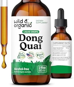 Wild & Organic Dong Quai Tincture 500 mg - Angelica Root Supplements for Women - Dong Quai Root Liquid Extract Drops - Angelica Sinensis Herb - No Sugar & Alcohol - 2 fl oz Wild & Organic