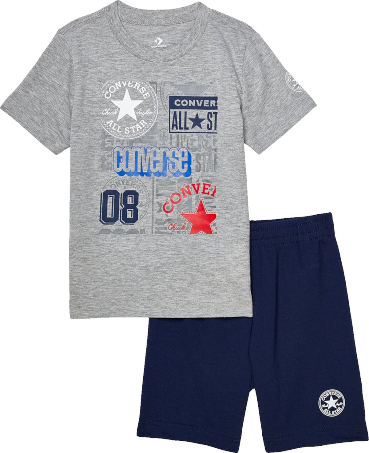 Футболка и шорты с логотипом по всей поверхности (для малышей/маленьких детей) Converse Kids