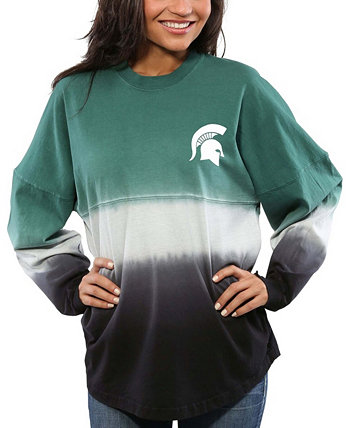 Женская зеленая футболка с длинным рукавом Michigan State Spartans с эффектом омбре, окрашенная погружением Spirit Jersey