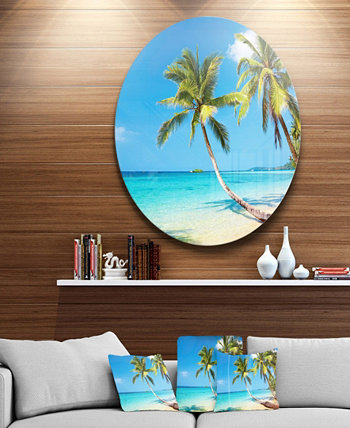 Диск для фотографий Designart 'Tropical Beach' Картины из металла в круге с морским пейзажем - 23 "x 23" Design Art