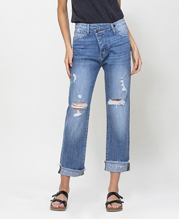 Женские джинсы-бойфренды в винтажном стиле с перекрещиванием FLYING MONKEY