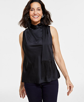 Женская блузка без рукавов с бахромой и шарфом, созданная для Macy's I.N.C. International Concepts