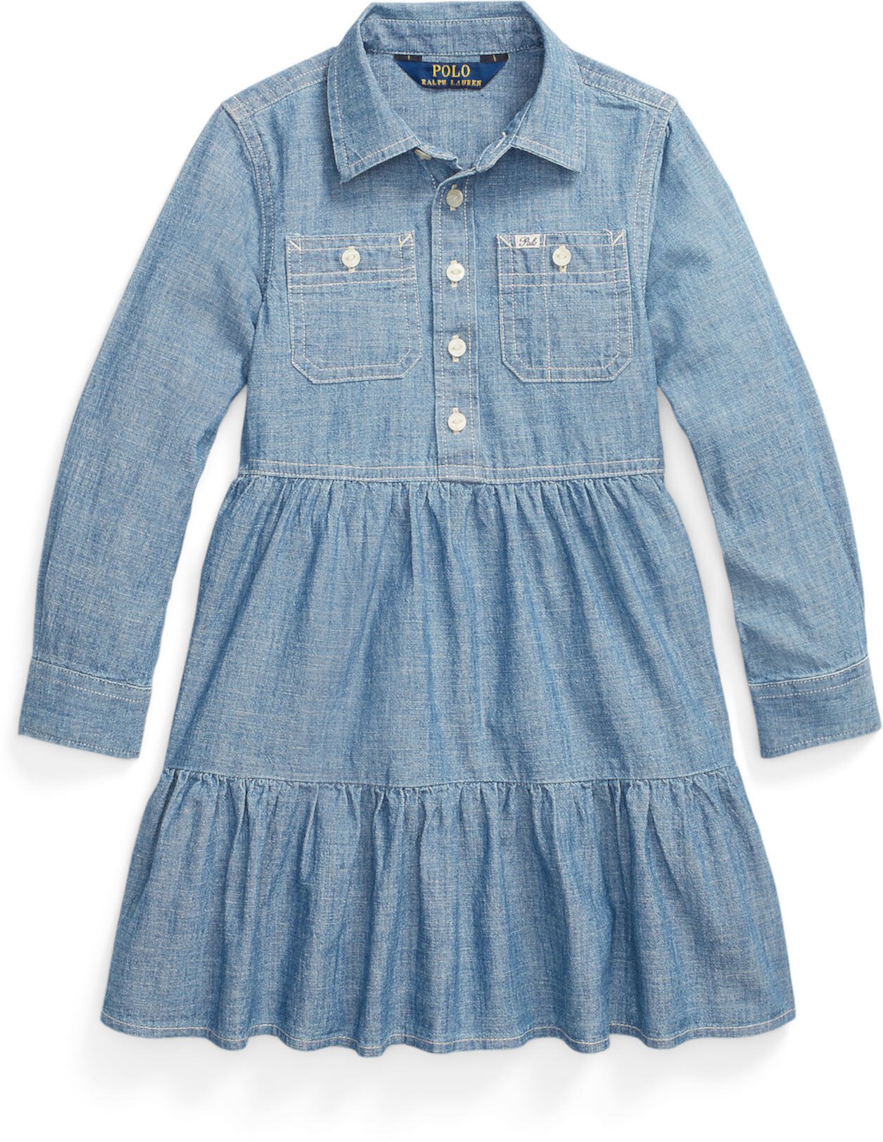 Многоуровневое платье-рубашка из шамбре (для малышей) Polo Ralph Lauren