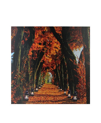 Арка осеннего дерева со светодиодной подсветкой и настенное искусство на холсте с фонарями 23,5 x 15,5 дюймов Northlight