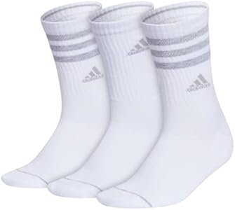 adidas Women's 3-Stripe Crew Socks (3-Pair) with Arch Compression Adidas