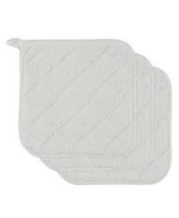 Basic Kitchen Collection, Quilted Terry, White, Potholder Design Imports