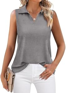 Womens Tank Top V Neck Dressy Casual Sleeveless Tops Work Tank Polo Shirts Ticticmiss