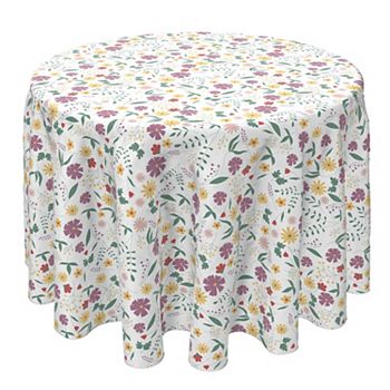 Round Tablecloth, 100% Cotton, 60 Round", Vintage Print Floral Fabric Textile Products