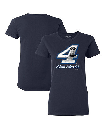 Женская темно-синяя футболка Kevin Harvick Driver Stewart-Haas Racing Team Collection