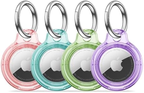 【4 Pack】 MOLOSLEEVE Airtag Holder Air Tag Case with Keychain, Anti-Scratch Airtags Key Chain for Apple Air Tags, Airtag Accessories for GPS Item Finder Tracker, Multicolor MOLOSLEEVE