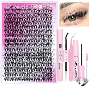 Lash Clusters Kit Fluffy Eyelash Extension Kit Thick Volume Individual Lashes 100D 10-18mm 300pcs Eyelash Clusters with Bond and Seal and Lash Remover and Lash Applicator Kit DIY at Home by Yawamica Yawamica