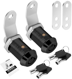 10 Pack Cabinet Lock with Keys, 1" RV Storage Locks Keyed Alike, RV Locks for Storage Door, Camper Toolbox RV Cam Locks with Manual(Black, 10Pack, 1 Inch) Cylinnda