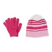 Grand Sierra Girl's 7-16 Striped 2-Piece Winter Beanie and Glove Set Grand Sierra