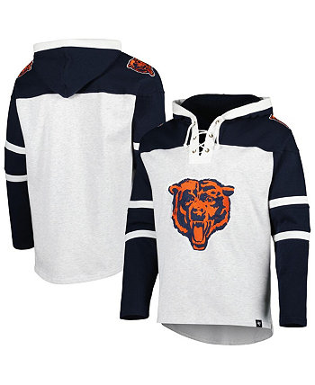 Мужской пуловер с капюшоном и шнуровкой Chicago Bears Heather Grey Logo Gridiron '47 Brand