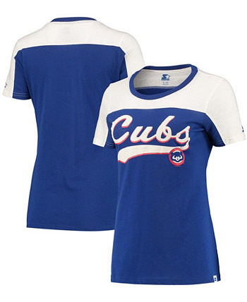 Женская королевская белая футболка с логотипом Chicago Cubs Kick Start Historic Starter