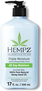 HEMPZ Triple Moisture Body Moisturizer, 17 Oz – Hydrating Lotion Rich with Minerals, Vitamin C, & Hempseed Oil to Nourish & Repair Extremely Dry or Sensitive Skin for Body Hempz