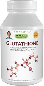 ANDREW LESSMAN Glutathione 250 mg - 30 Capsules - Powerful Antioxidant, Reduces Oxidative Stress. Bioavailable, Protects Cells, Tissues, Organs. Supports Immune Health. Easy-to-Swallow Capsules. Andrew Lessman