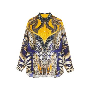 Printed Oversized-Fit Silk Shirt Hotel Franks By Camilla