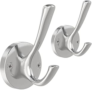 Black Towel Hooks, 2 Pack Coat Hook Heavy Duty Metal Double Bath Robe Hook Wall Mounted, Hand Towel Hooks for Cubicle Bathroom Kitchen Closet Garage TOFIIGREM