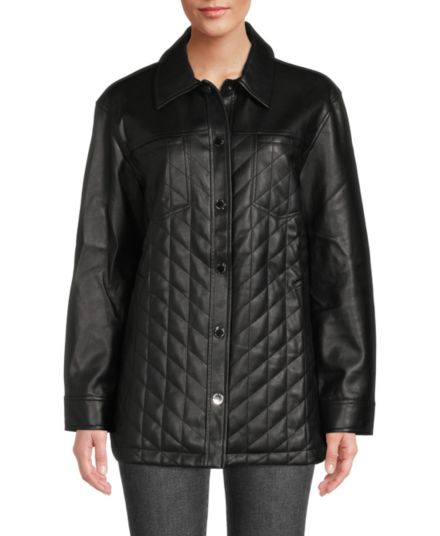 Стеганая куртка-рубашка из искусственной кожи Karl Lagerfeld Paris