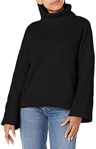 Armani Exchange Women's Wool Blend Cable Knit Loose Fit Turtleneck Sweater A｜X Armani Exchange