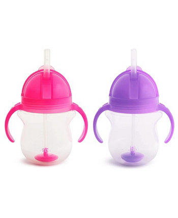 Click Lock Weighted Straw Cup, 7 oz, Pink/Purple, Pack of 2 Munchkin