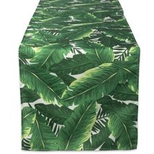 72&#34; Green and White Banana Leaf Rectangular Outdoor Table Runner Contemporary Home Living