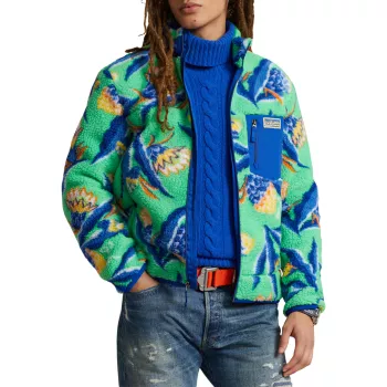 Флисовая куртка с высоким ворсом и цветочным принтом Polo Ralph Lauren
