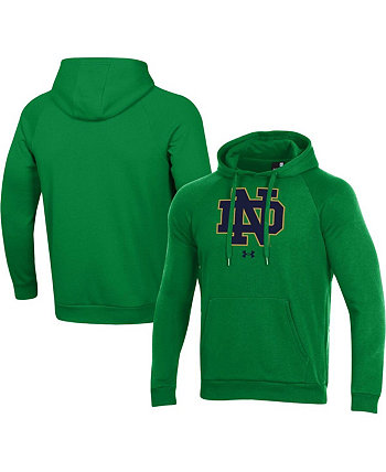 Мужской зеленый пуловер реглан с капюшоном и логотипом Notre Dame Fighting Irish Primary School на весь день Under Armour
