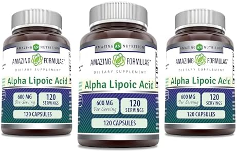 Amazing Formulas Alpha Lipoic Acid Supplement | 600 Mg Per Serving (Порция) | 60 Capsules (Капсулы) | Non-GMO | Gluten Free | Made in USA Amazing Nutrition