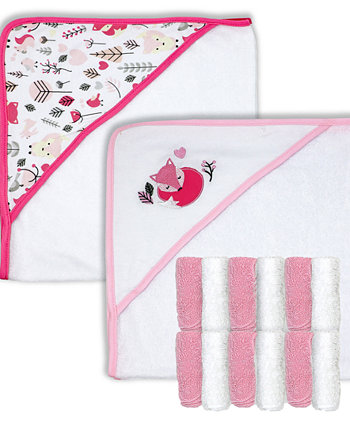 Baby Girls Hooded Towel and Washcloth, 14 Piece Set Baby Mode