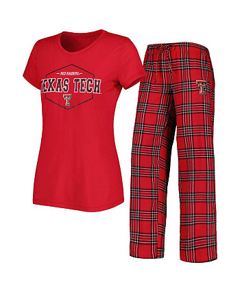 Женская красно-черная футболка с надписью Texas Tech Red Raiders и фланелевые брюки для сна Concepts Sport