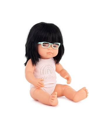 Азиатская кукла для девочки 15 дюймов в очках Miniland