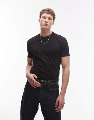 Mango muscle fit T-shirt in black Mango