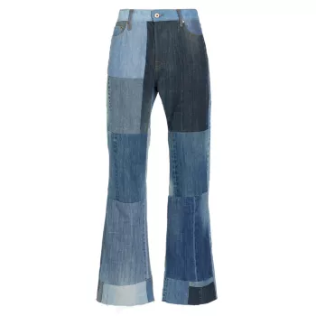 Расклешенные джинсы в стиле пэчворк NSF